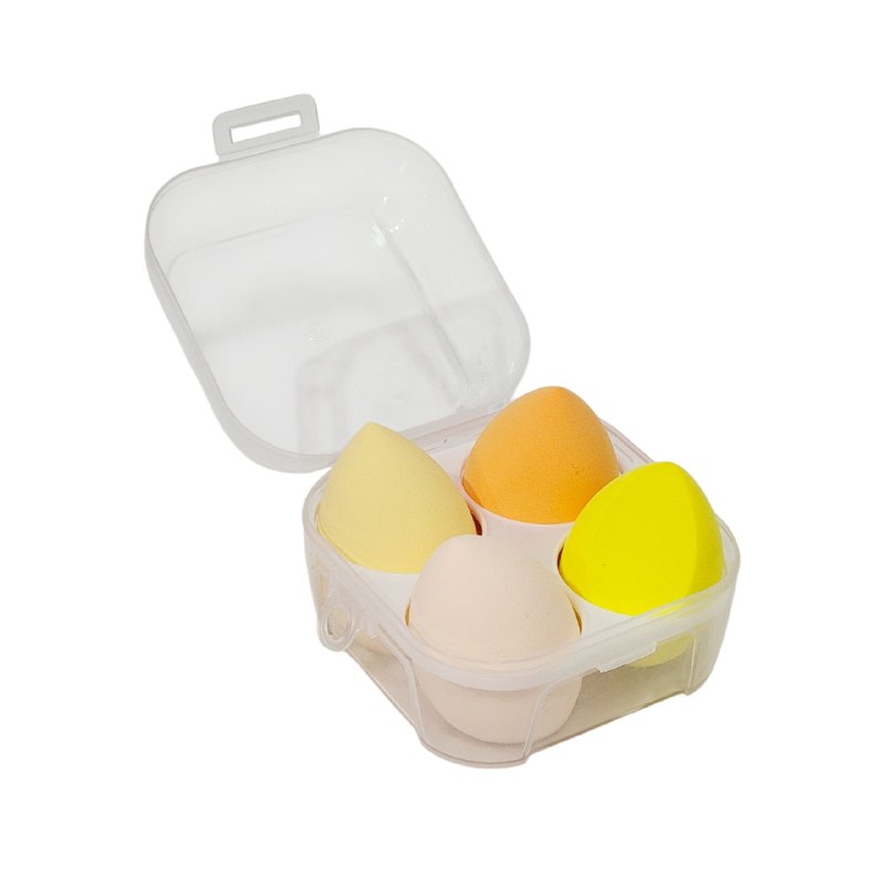 ESPONJAS DE MAQUILLAJE EN SET DE 4 PIEZAS, PARA APLICAR BASE, CORRECTOR Y POLVOS
