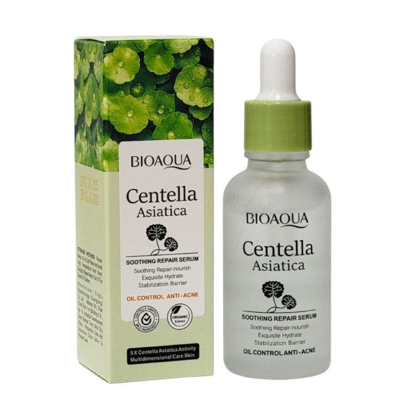 SUERO FACIAL DE CENTELLA ASIATICA, REPARADOR Y CALMANTE QUE PENETRA RAPIDAMENTE LA PIEL, DEJANDOLA SUAVE, TIERNA Y TERSA BIOAQUA 30ML