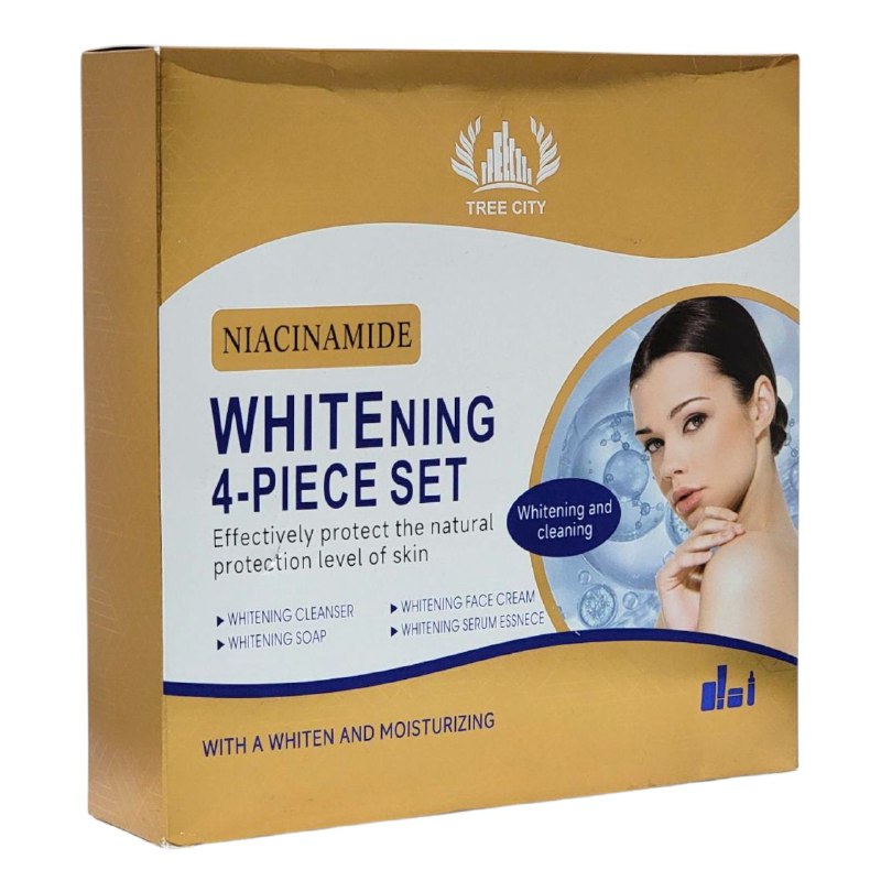 SET DE CUIDADO FACIAL DE 4 PIEZAS DE NIACINAMIDA, PROTEGE Y BLANQUEA LA PIEL, LIMPIADOR 120G, LABON 100G, CREMA FACIAL 130G, SUERO FACIAL 30ML TREE CITY