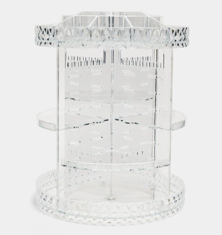 ORGANIZADOR ESTANTE DE MAQUILLAJE Y COSMETICOS GIRATORIO, CON UNA ROTACION DE 360 GRADOS QUE MAXIMIZA EL ESPACIO DE TU MOSTRADORM DISEÑO EN FORMA DE DIAMANTE DE ALTA CAPACIDAD Y ELEGANTE COSMETIC ORGANIZER DIAMOND-360 ROTATION 23X33CM