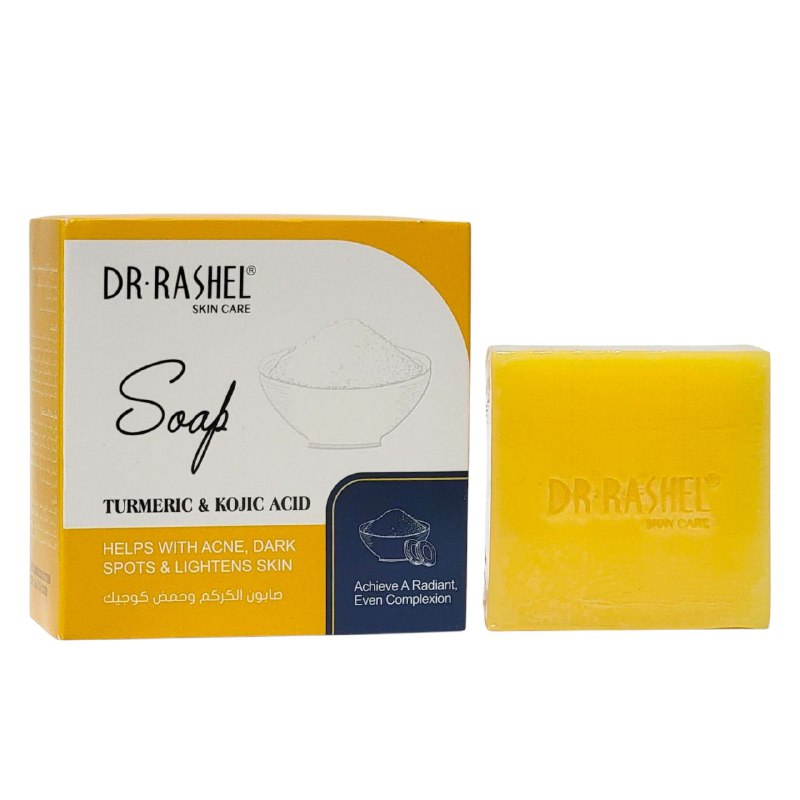 JABON FACIAL EN BARRA ACLARANTE CON CURCUMA Y ACIDO KOJICO DR RASHEL 100G
