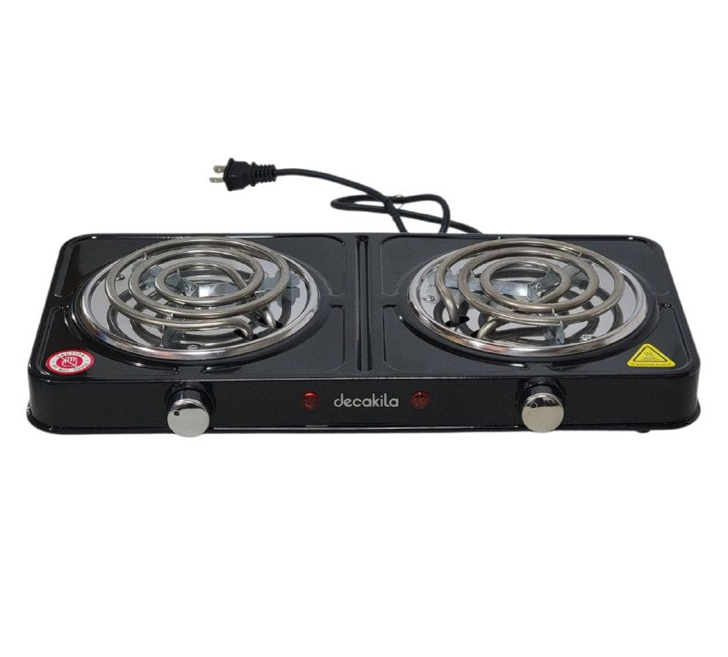 MAQUINA ESTUFA ELECTRICA DE 2 HORNILLAS PORTATIL 1000W DECAKILA