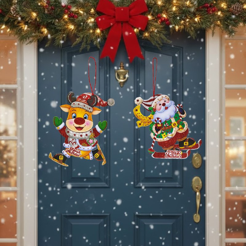 DECORACION ADORNO NAVIDEÑO CARTEL COLGANTE 4 ESTILOS