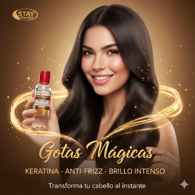 ACEITE PARA EL CABELLO GOTAS MAGICAS DE KERATINA ANTIFRIZZ, PROTECTOR TERMICO Y BRILLO INTENSO STAY BEAUTIFUL 60ML