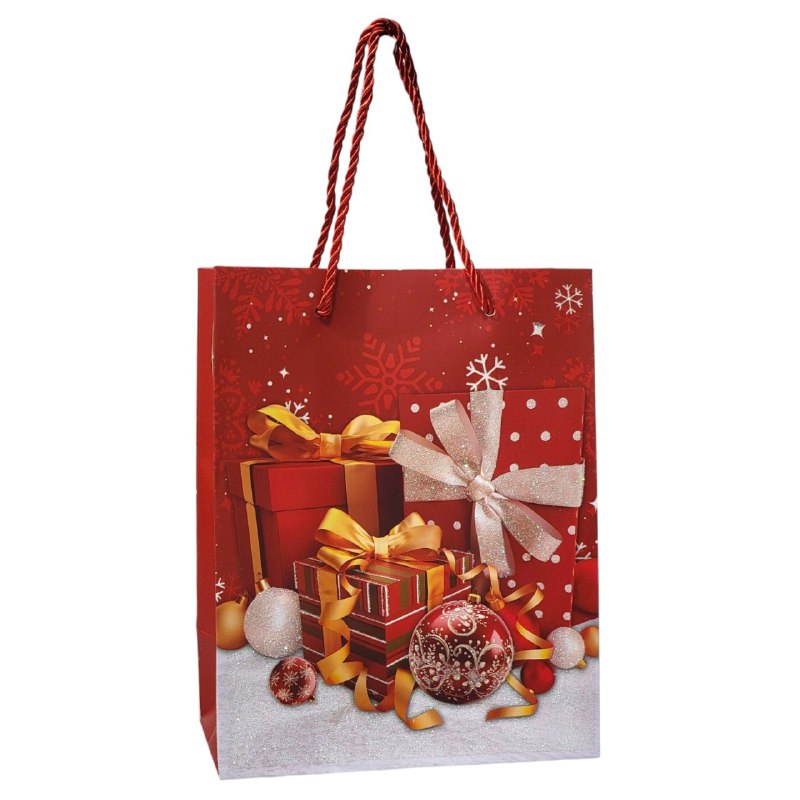 BOLSA DE REGALO NAVIDEÑA MEDIANA 18CMX13CM, 4 ESTILOS