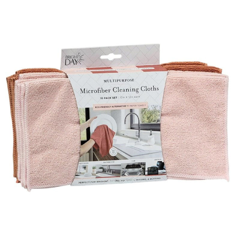 TRAPO DE MICROFIBRA MULTIUSOS EN PAQUETE DE 10 PIEZAS BRIGHT DAY 30X30CM