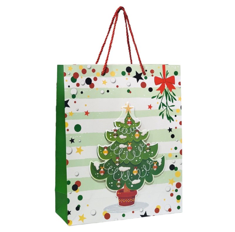 BOLSA DE REGALO NAVIDEÑA MEDIANA 32X26X10CM