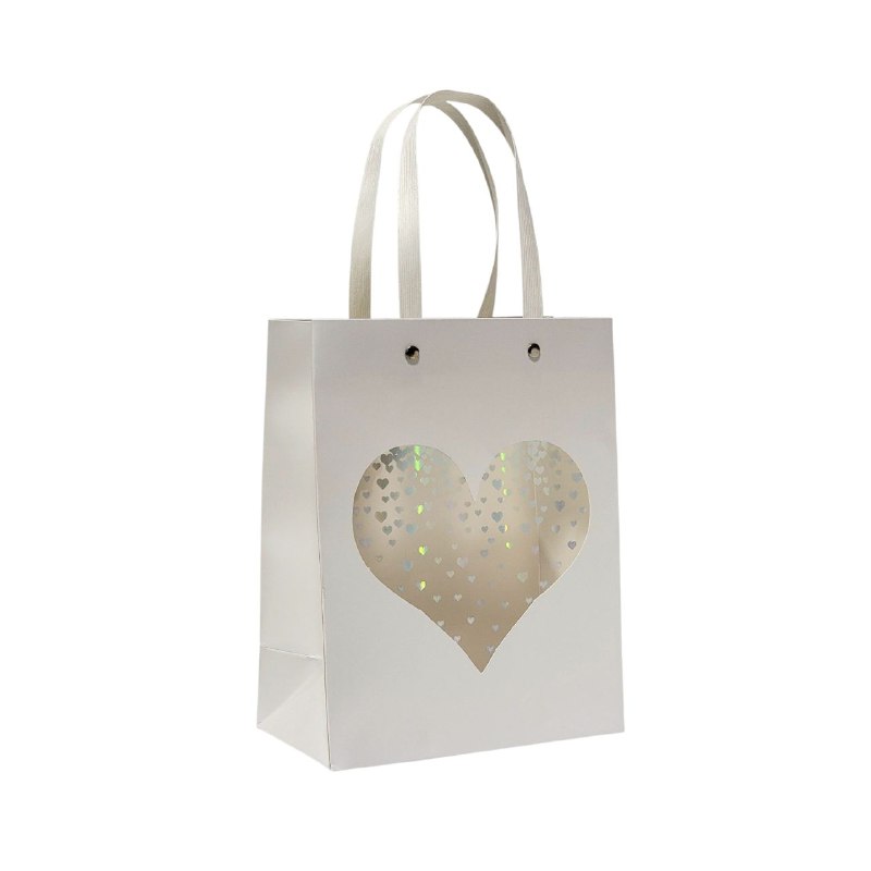 BOLSA DE REGALO DE CORAZON TRANSPARENTE PEQUEÑA 18X10X23CM