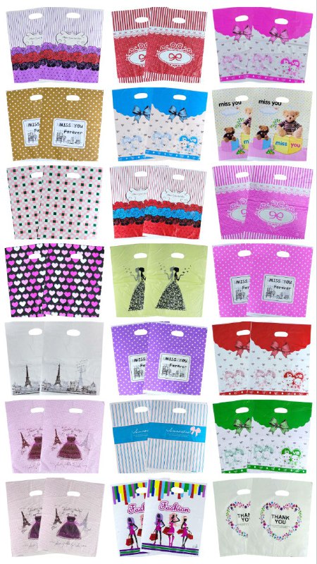 BOLSA DE REGALO PLASTICA EXTRA GRANDE 35X45CM, PAQUETE 100UND