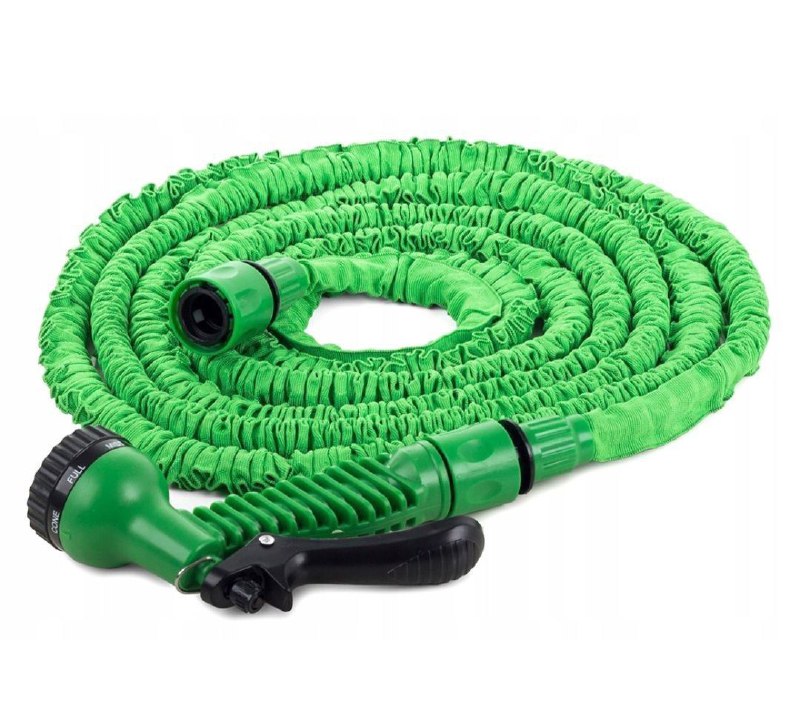 MANGUERA EXPANDIBLE FLEXIBLE CON BOQUILLA DE 7 FUNCIONES COLOR VERDE MAGIC HOSE 30M