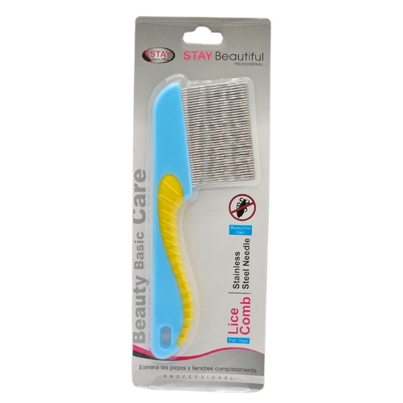 CEPILLO PEINE PARA ELIMINAR PIOJOS, PEINE DE DIENTES FINOS DE ACERO INOXIDABLE LARGOS STAY BEAUTIFUL