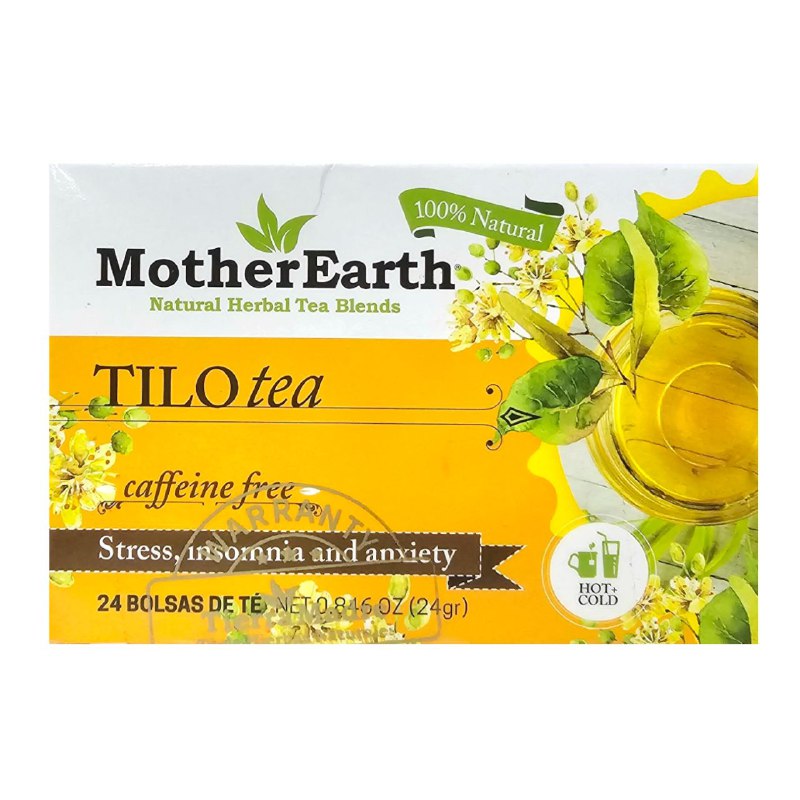 TE INFUSION HERBAL DE FLORES DE TILO NATURAL SIN CAFEINA CALMANTE Y RELAJANTE PARA EL ESTRES Y EL INSOMNIO MOTHER 24UND