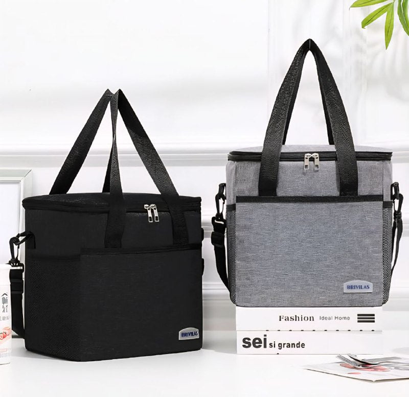 LONCHERA TERMICA DE GRAN CAPACIDAD, FACIL DE TRANSPORTAR, CAPA INTERNA IMPERMEABLE, AISLANTE DE CALOR, FACIL DE LIMPIAR, 3 COLORES 25X25CM