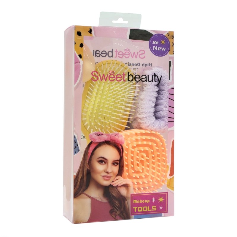 KIT DE CUIDADO PERSONAL, CEPILLO, 1 PAR DE MUÑEQUERAS, ESPONJA, MASAJEADOR CAPILAR KISS LOVELY