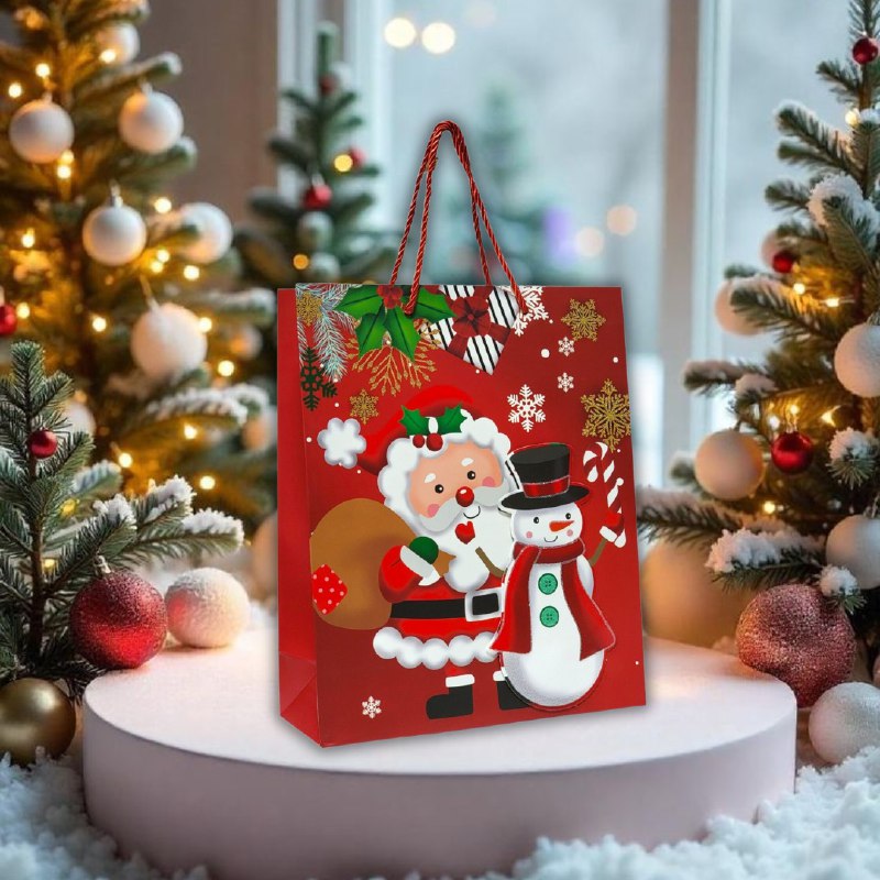 BOLSA DE REGALO NAVIDEÑA MEDIANA 32X26X10CM