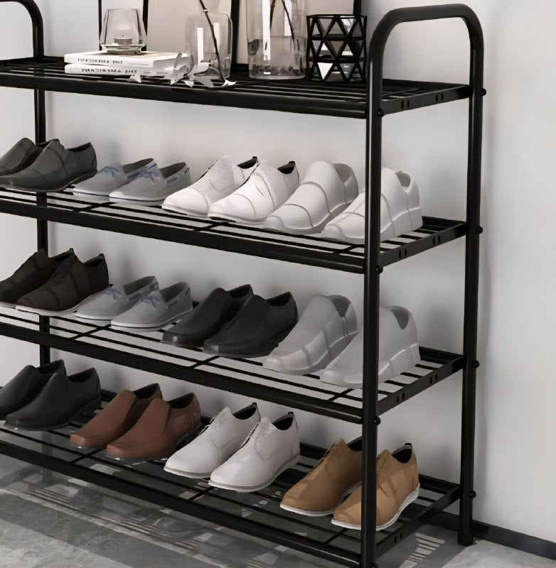 ORGANIZADOR ZAPATERA DE METAL DE 4 NIVELES, RESISTENTE, CAPACIDAD 16 PARES, 2 COLORES LT-05 82X67CM