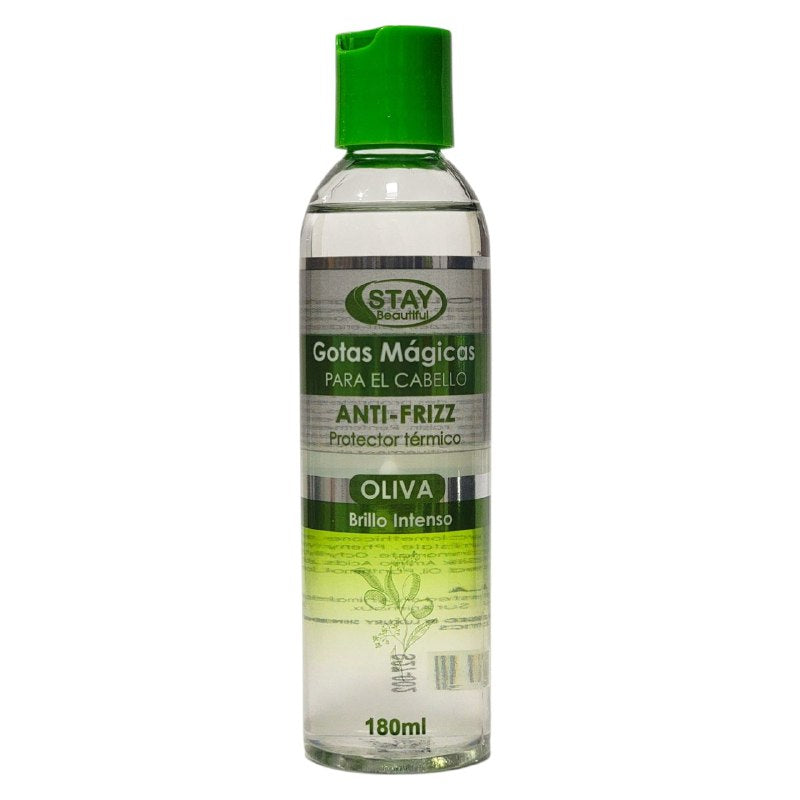 ACEITE PARA EL CABELLO GOTAS MAGICAS DE OLIVA ANTIFRIZZ, PROTECTOR TERMICO Y BRILLO INTENSO STAY BEAUTIFUL 180ML