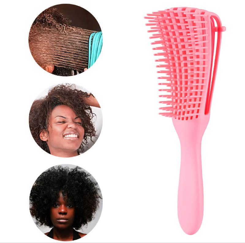 CEPILLO PULPO PARA CABELLO RIZADO Y ENCRESPADO, DESENREDANTE ANTI ROTURA 8 PUNTAS FLEXIBLES ENGOL COLLECTIONS