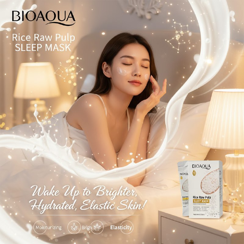 MASCARILLA FACIAL LIQUIDA PARA DORMIR DE PULPA CRUDA DE ARROZ TEXTURA SUAVE BIOAQUA 4MLX20