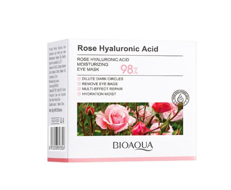 MASCARILLA FACIAL HIDRATASNTE PARA OJOS CON ACIDO HIALURONICO CON ROSA, TEXTURA DE HIDROGEL, FRESCA Y FACIL DE ABSORBER BIOAQUA 80G