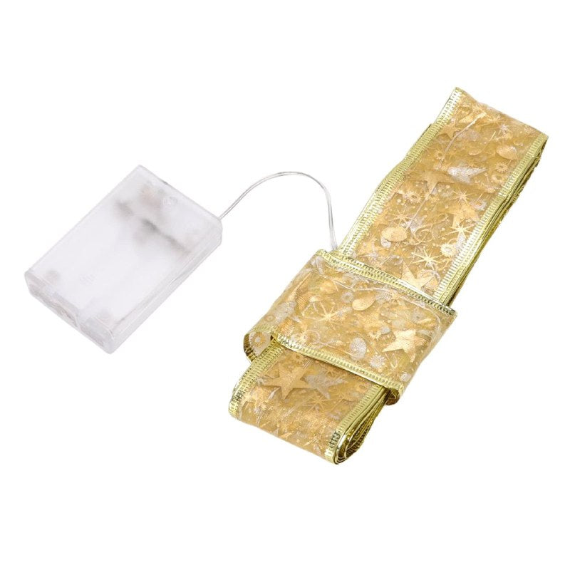 LUCES DECORATIVAS NAVIDEÑAS CINTA CON LUZ LED BRILLANTE DECORACION PARA ARBOL DE NAVIDAD, INTERIOR O EXTERIOR COLOR DORADO DE BATERIAS, 5 METROS