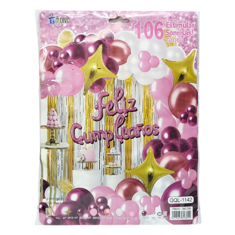 DECORACION PARA CUMPLEAÑOS EN SET COMPLETO, 1 CORTINA, 106 BLOBOS