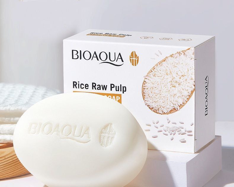 JABON FACIAL EN BARRA DE ESENCIA DE PULPA CRUDA DE ARROZ DA FRESCOR Y SUAVIDAD BIOAQUA 100G