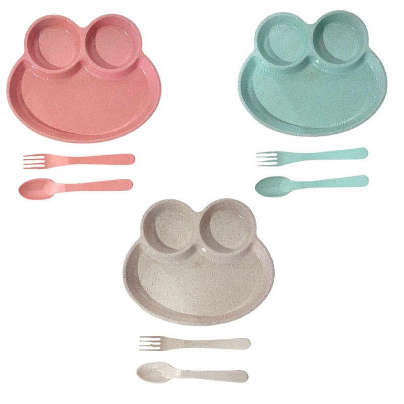 PLATO EN SET INFANTIL DE 4 DIVISIONES DE RANITA 3 COLORES