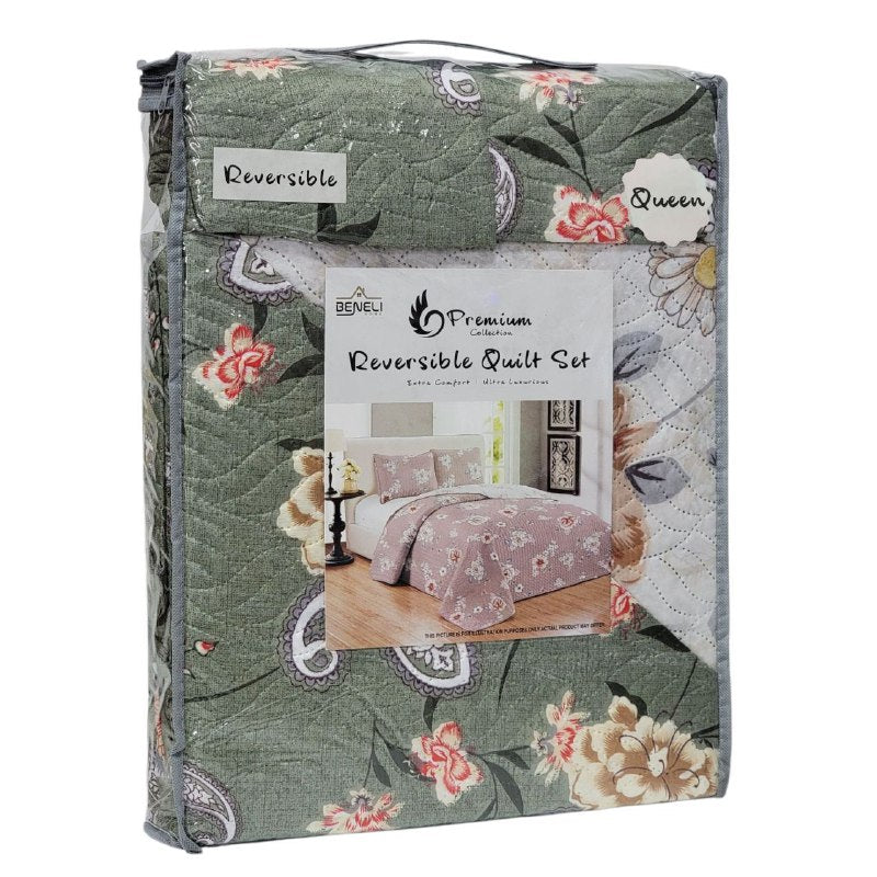 JUEGO DE SABANAS CAMERA TIPO EDREDON REVERSIBLE, DE 3 PIEZAS QUEEN BENELI HOME, 20 ESTILOS