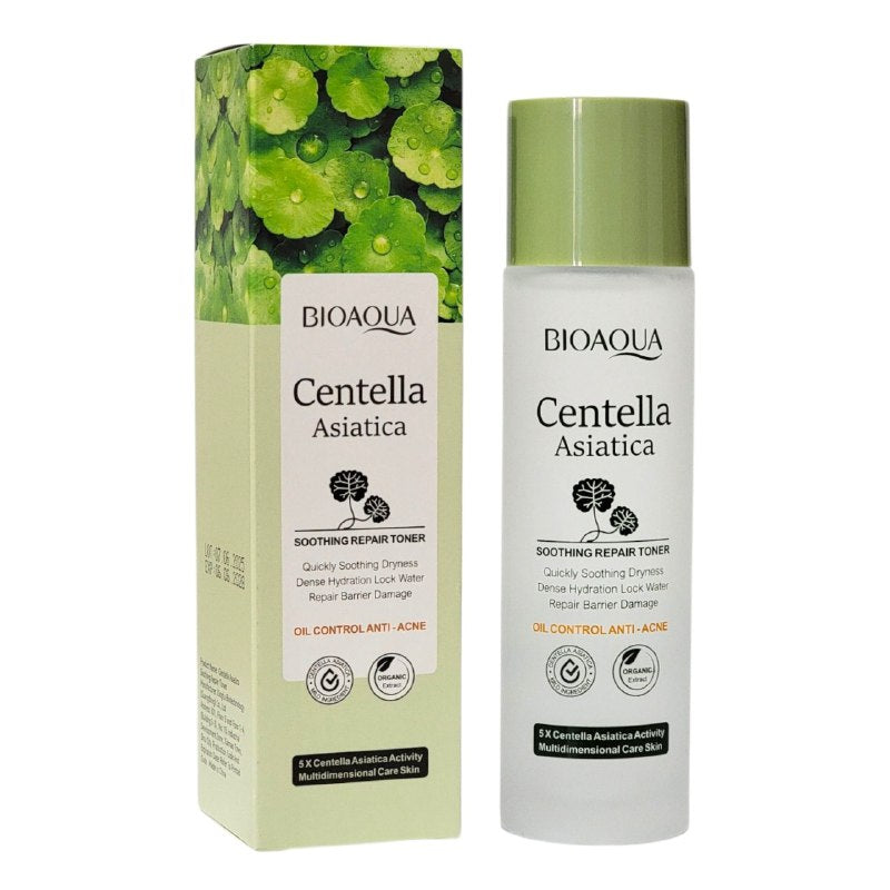TONICO FACIAL REPARADOR CALMANTE DE CENTELLA ASIATICA, CON TEXTURA HIDRATANTE Y REFRESCANTE QUE REPONE Y BLOQUEA LA HUMEDAD EN LA PIEL, CALMA LA PIEL SENSIBLE Y PROPENSA AL ACNE, DEJANDOLA SUAVE Y TERSA BIOAQUA 120ML