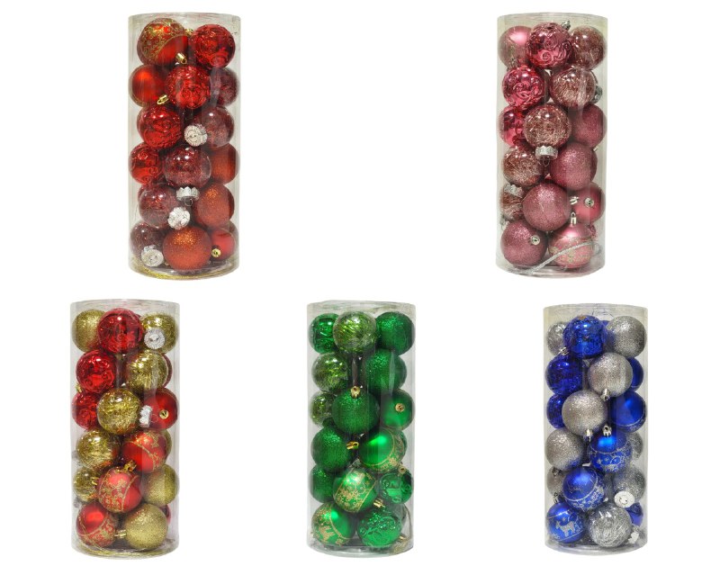 DECORACION ADORNO NAVIDEÑO PAQUETE DE 24 BOLAS DECORATIVAS,6 CM 42X70X64  IDEALES PARA DARLE UN TOQUE UNICO A TU ARBOL DE NAVIDAD