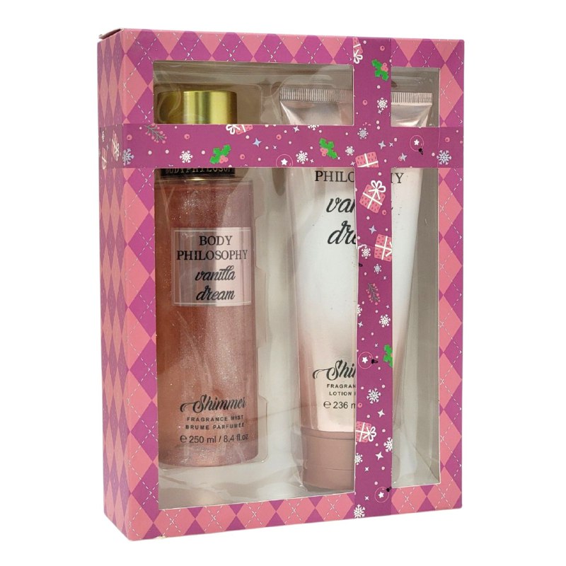 SET BODY PHILOSOPHY NAVIDEÑO VAINILLA DE ENSUEÑO SPLASH 250ML, CREMA CORPORAL 236ML (M)