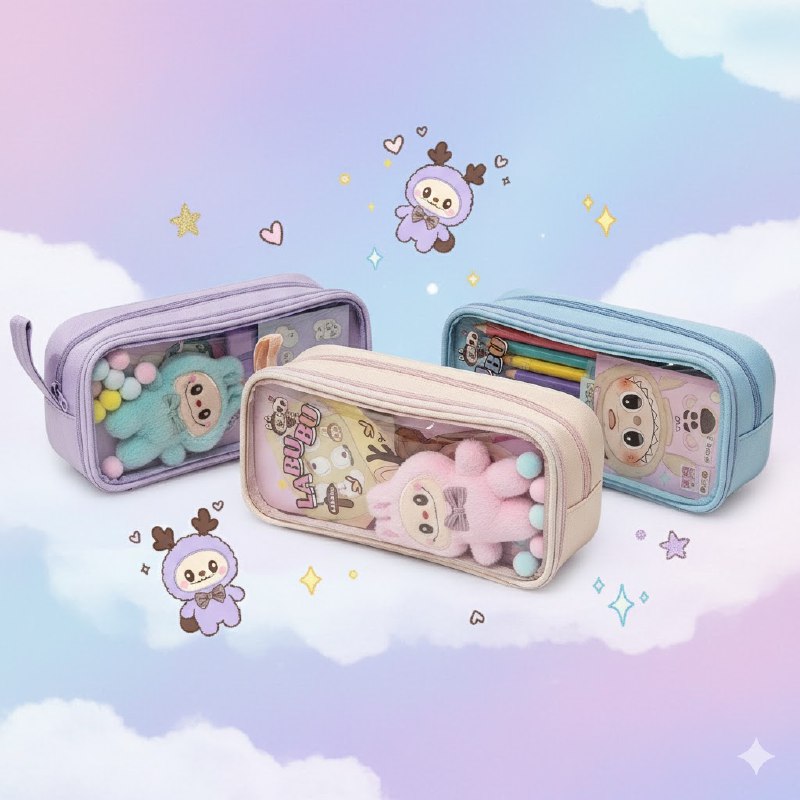 CARTUCHERA DE LABUBU QUE COMBINA ORGANIZACION IMPECABLE CON DISEÑO IRRESISTIBLE 3 COLORES
