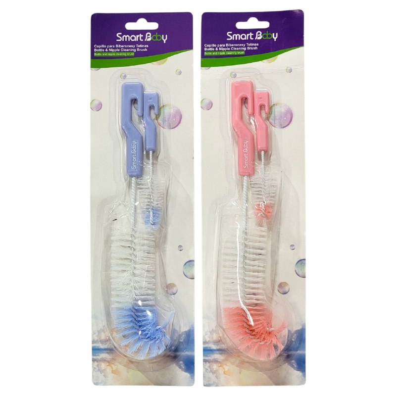 CEPILLO DE LIMPIEZA EN SET PARA BIBERON Y MAMADERA SMART BABY 2 COLORES