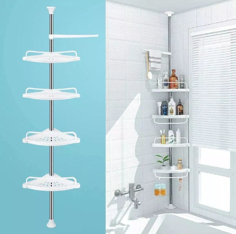 ORGANIZADOR ESQUINERO MULTIFUNCIONAL PARA BAÑO 4 REPISAS ACERO INOXIDABLE