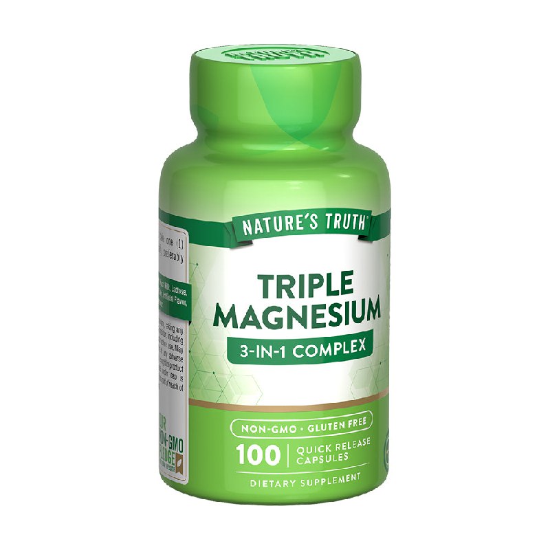 VITAMINAS EN CAPSULAS DE MAGNESIO 3 EN 1 PARA LA CONTRACCION RELAJANTE MUSCULAR NATURES TRUTH 100UND