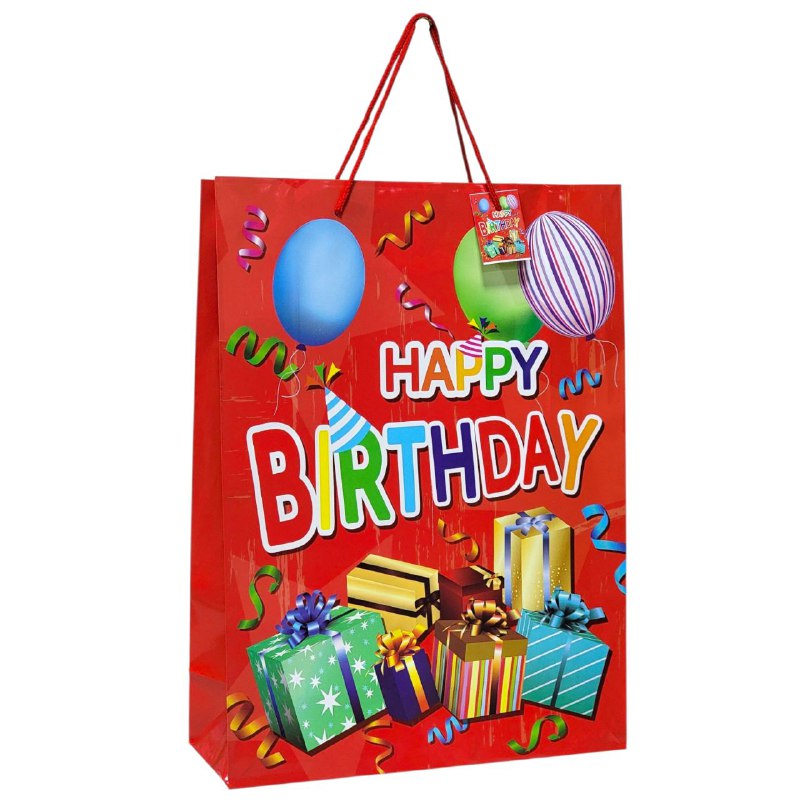 BOLSA DE REGALO DE FELIZ CUMPLEAÑOS HAPPY BIRTHDAY GRANDE 30X12X41CM