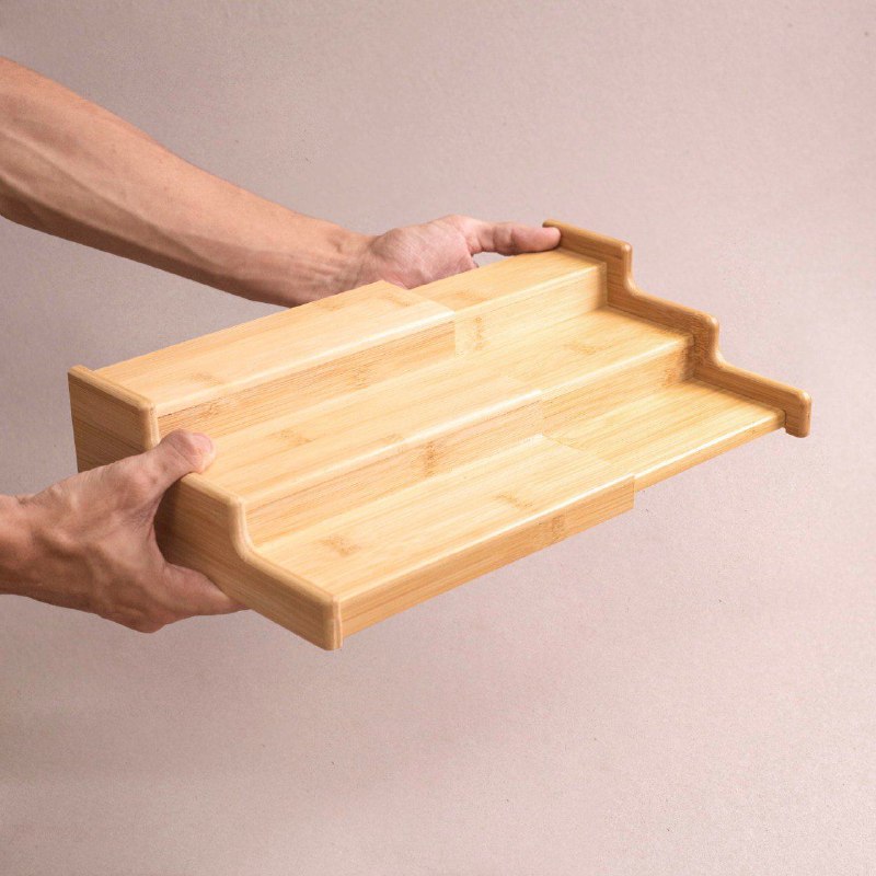 ESTANTE ORGANIZADOR DE BAMBU EXPANDIBLE DE 3 NIVELES, DISEÑADO PARA ORGANIZAR ESPECIAS, CONDIMENTOS Y OTROS ARTICULOS PEQUEÑOS