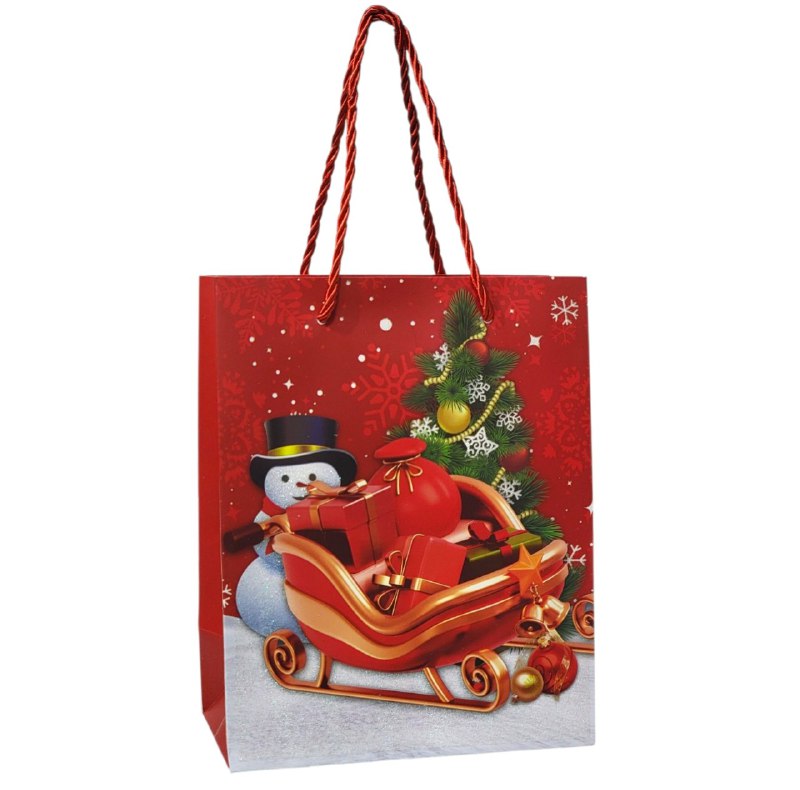 BOLSA DE REGALO NAVIDEÑA MEDIANA 18CMX13CM, 4 ESTILOS