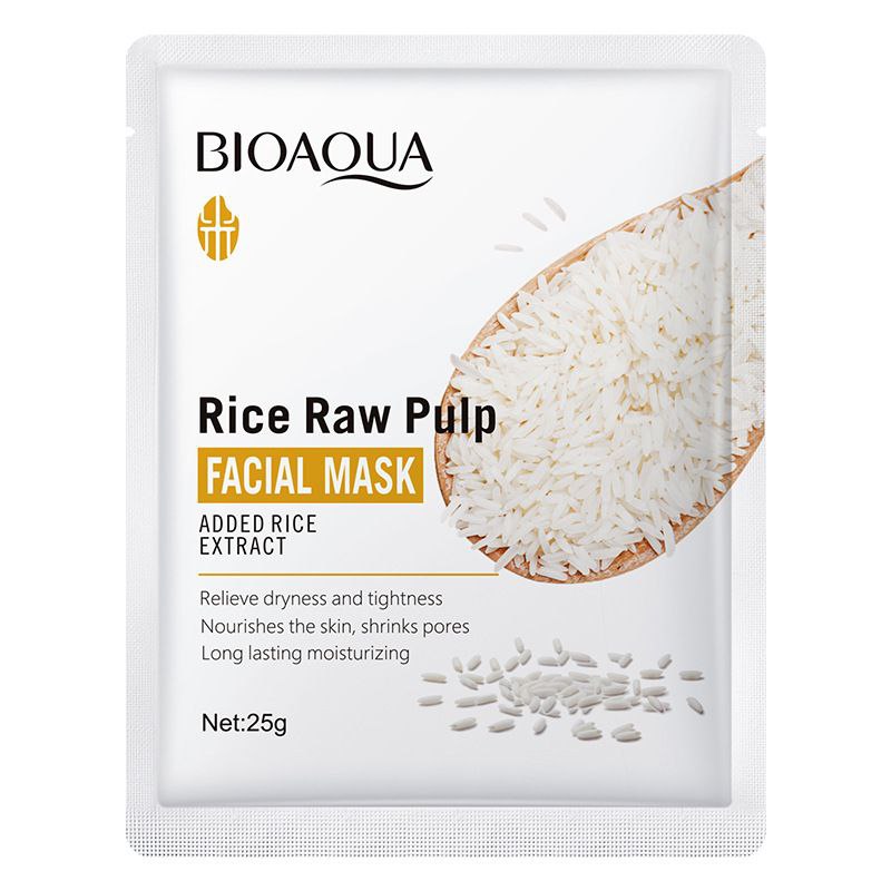 MASCARILLA FACIAL DE PULPA CRUDA DE ARROZ TACTO SEDOSO Y TRANSLUCIDO HIDRATANTE BIOAQUA 25GX10UND