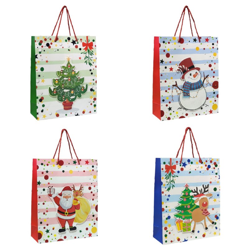 BOLSA DE REGALO NAVIDEÑA MEDIANA 32X26X10CM