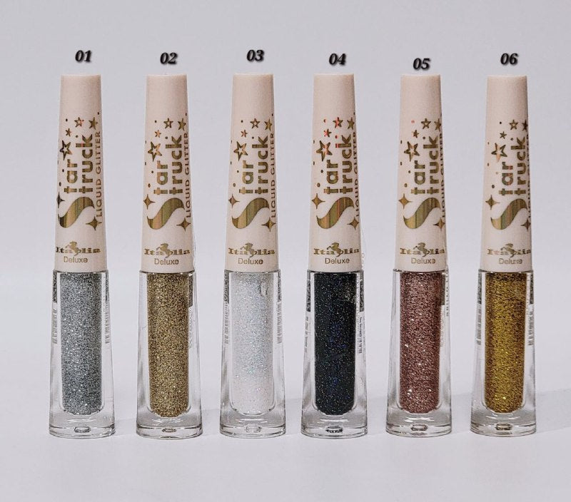 DELINEADOR BRILLO LIQUIDO, DESLICE SUAVEMENTE LA PUNTA DEL PINCEL POR LOS PARPADOS EFECTO RESPLANDECIENTE ITALIA DELUXE STAR TRUCK 2.5G