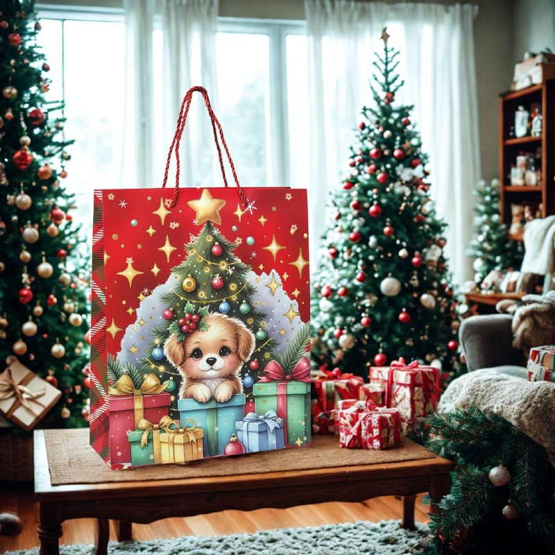 BOLSA DE REGALO NAVIDEÑA MEDIANA 32X26X10CM