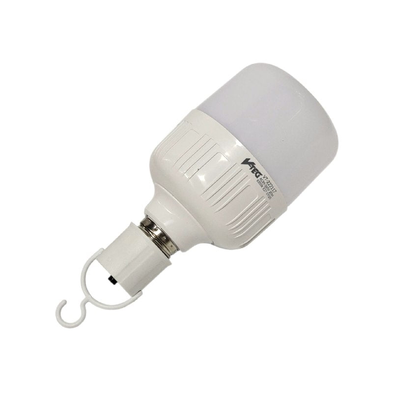 FOCO BOMBILLA LED RECARGABLE DE BATERIA DE LITIO LUZ FRIA AHORRATIVA VTEG 7X14CM