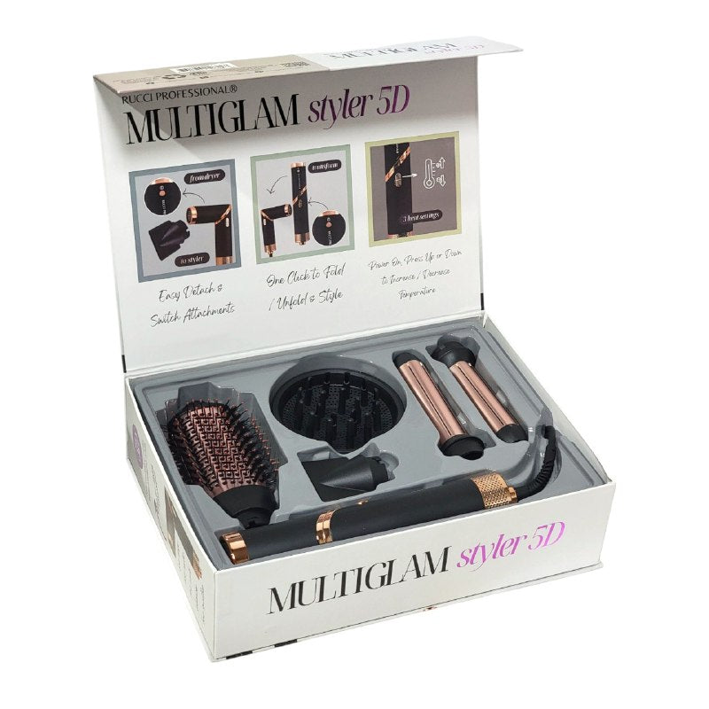 CEPILLO SECADOR DE CABELLO EN SET DE 5 PIEZAS INTERCAMBIABLES SECADO RAPIDO RUCCI