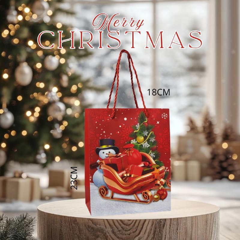 BOLSA DE REGALO NAVIDEÑA MEDIANA 18CMX13CM, 4 ESTILOS