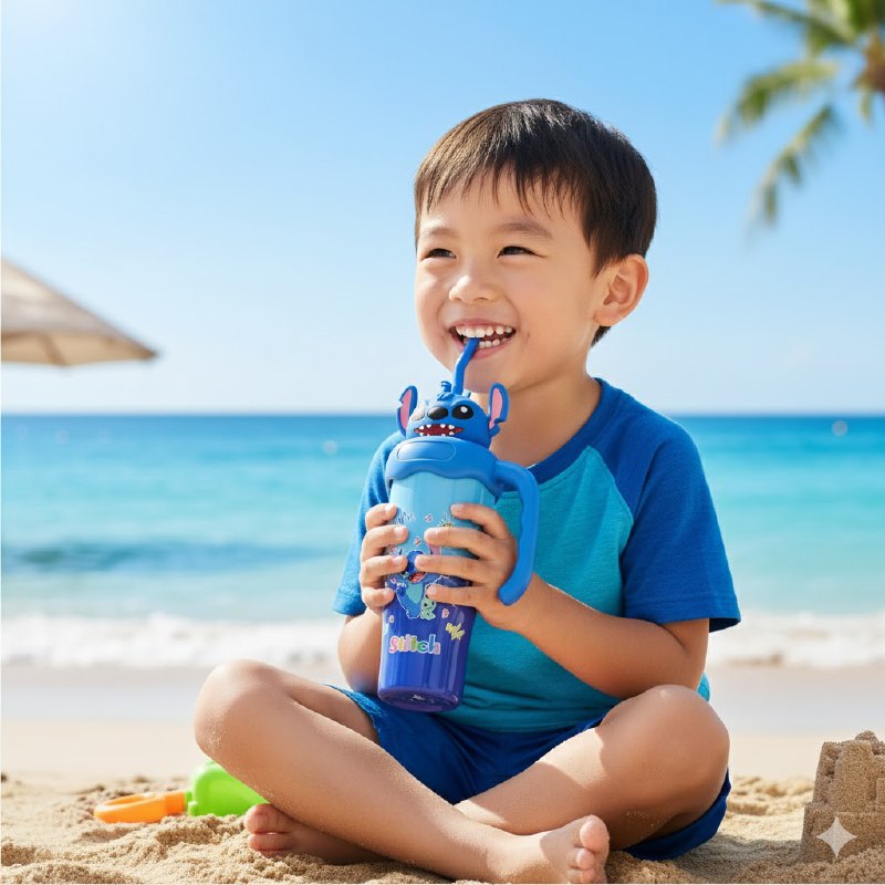 VASO TERMO DE ACERO INOXIDABLE CON ASA DISEÑOS VARIADOS PARA NIÑOS Y NIÑAS 30OZ, 6 ESTILOS