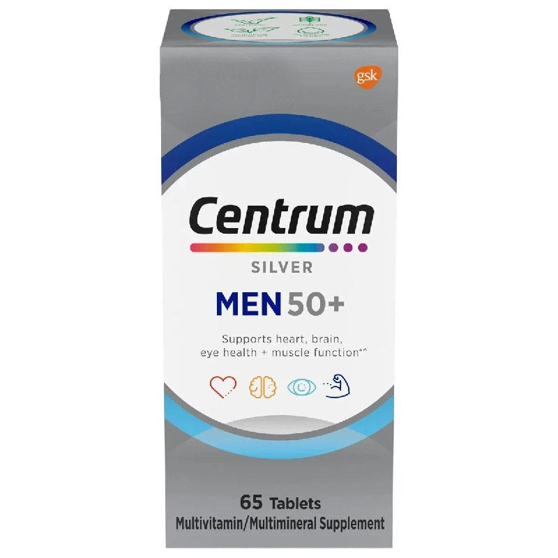 VITAMINAS EN TABLETAS PARA HOMBRES DE 50+, FAVORECE LA SALUD DEL CORAZON, CEREBRO, OJOS Y MUSCULAR CENTRUM SILVER MEN 65UND