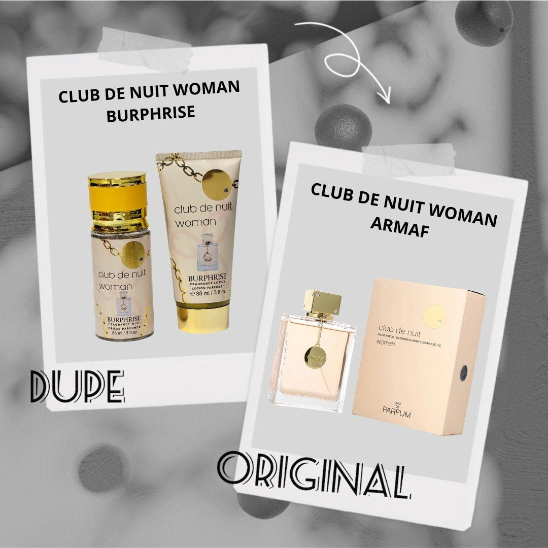 MINI SET CLUB DE NUIT WOMAN BURPHRISE SPLASH 88ML CREMA 88ML (M) (AROMA SIMILAR A CLUB DE NUIT WOMAN ARMAF)