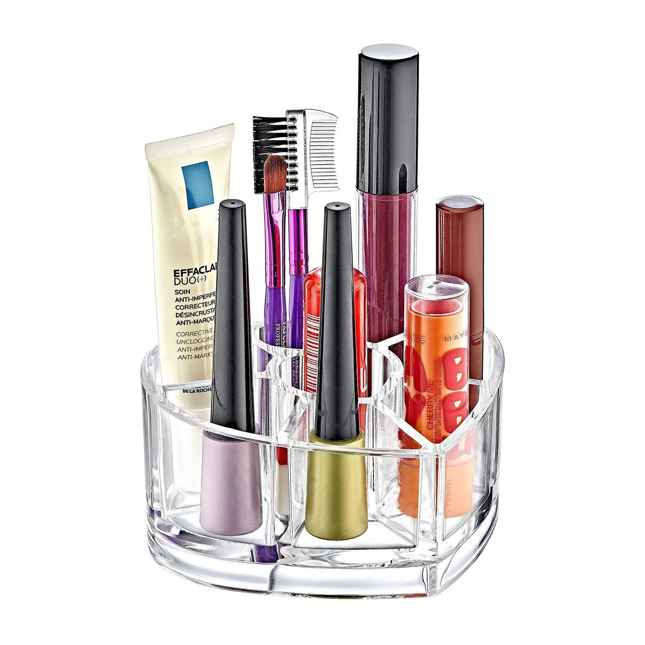 ORGANIZADOR DE MAQUILLAJE ACRÍLICO EN FORMA DE CORAZÓN 11.5X11.5CM